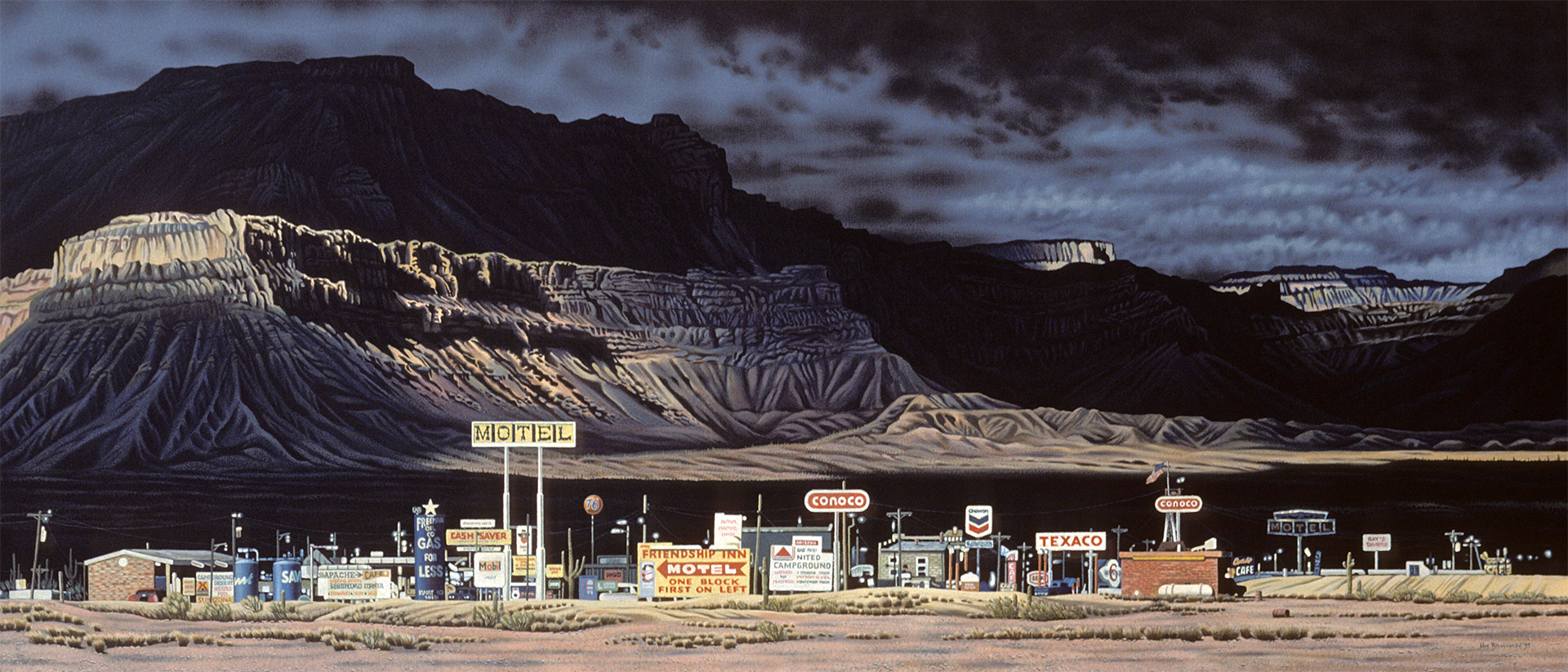 Amerikanische Landschaft, 1991, Acryl auf Leinwand, 60 x 140 cm