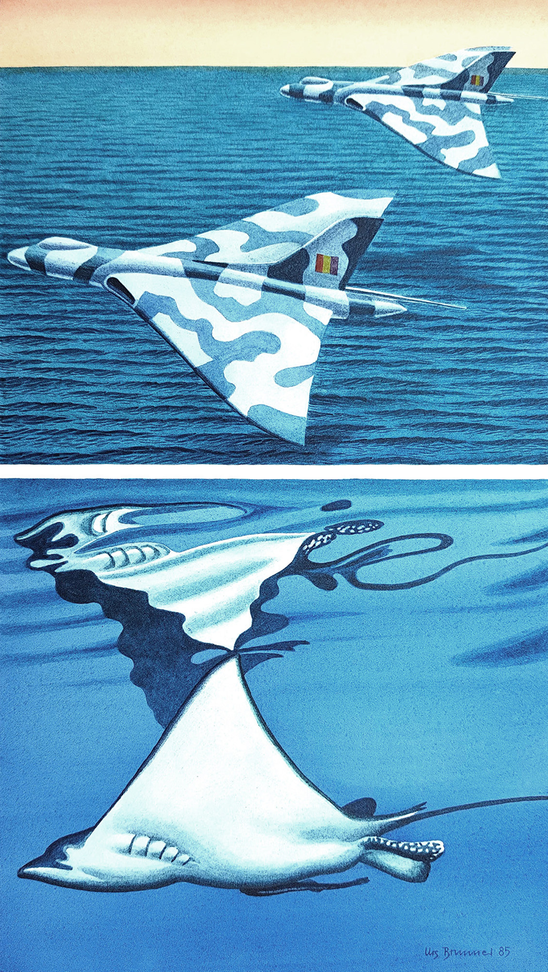 Analogie VII, 1985, Aquarell auf Papier, 35 x 20 cm