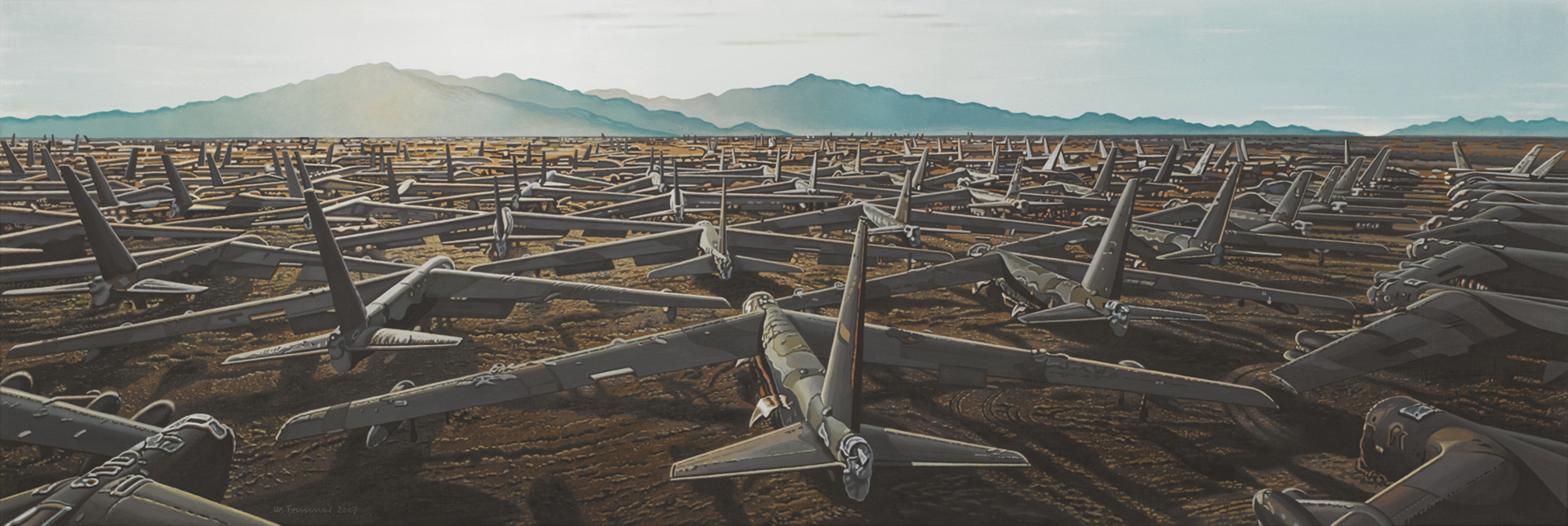 Bomber-Boneyard l, Tucson AZ, 2007, Acryl auf Leinwand, 40 x 120 cm