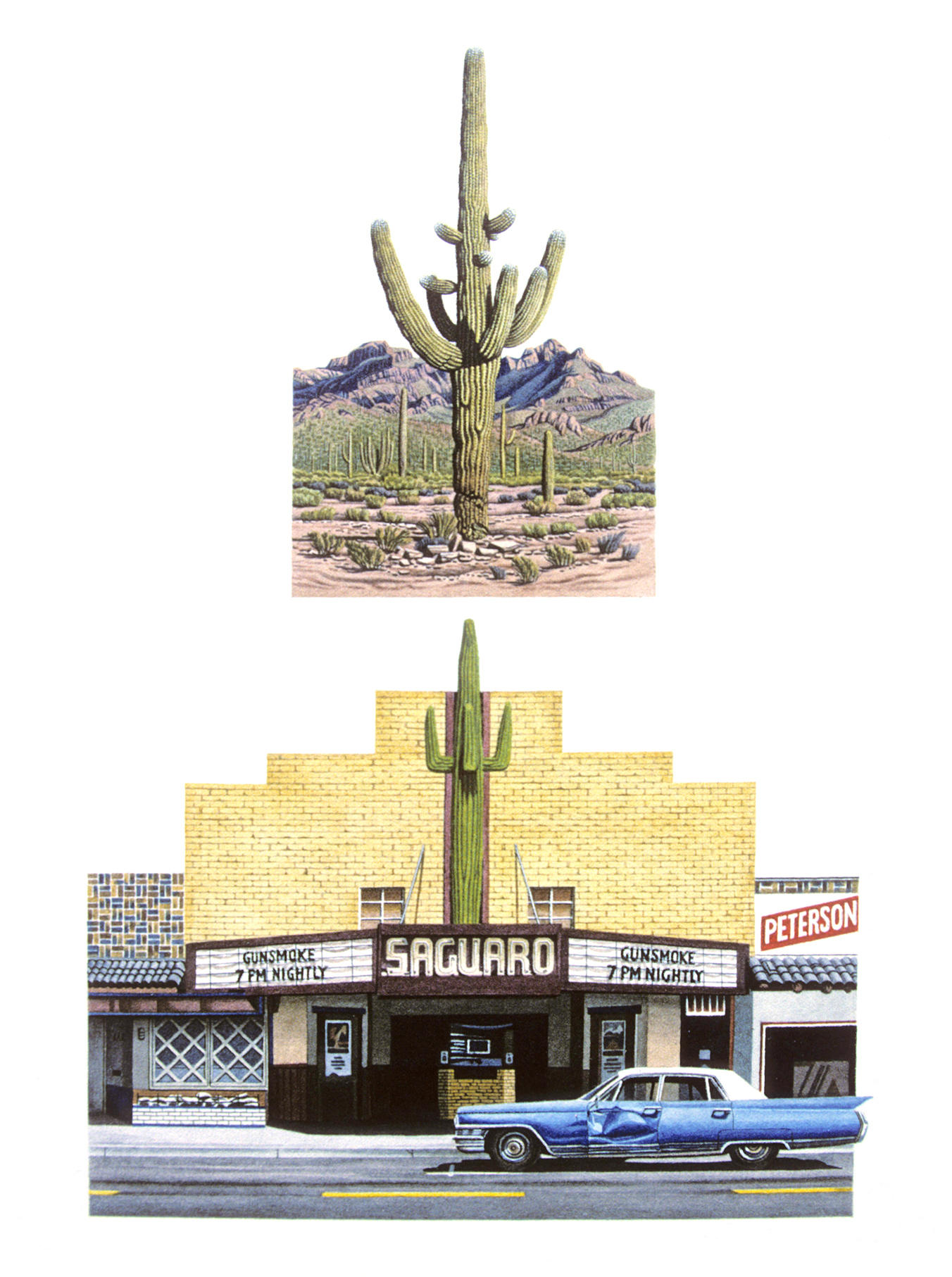 Kino «Saguaro» / Wickenburg AZ, 1995, Aquarell auf Papier, 37 x 25 cm
