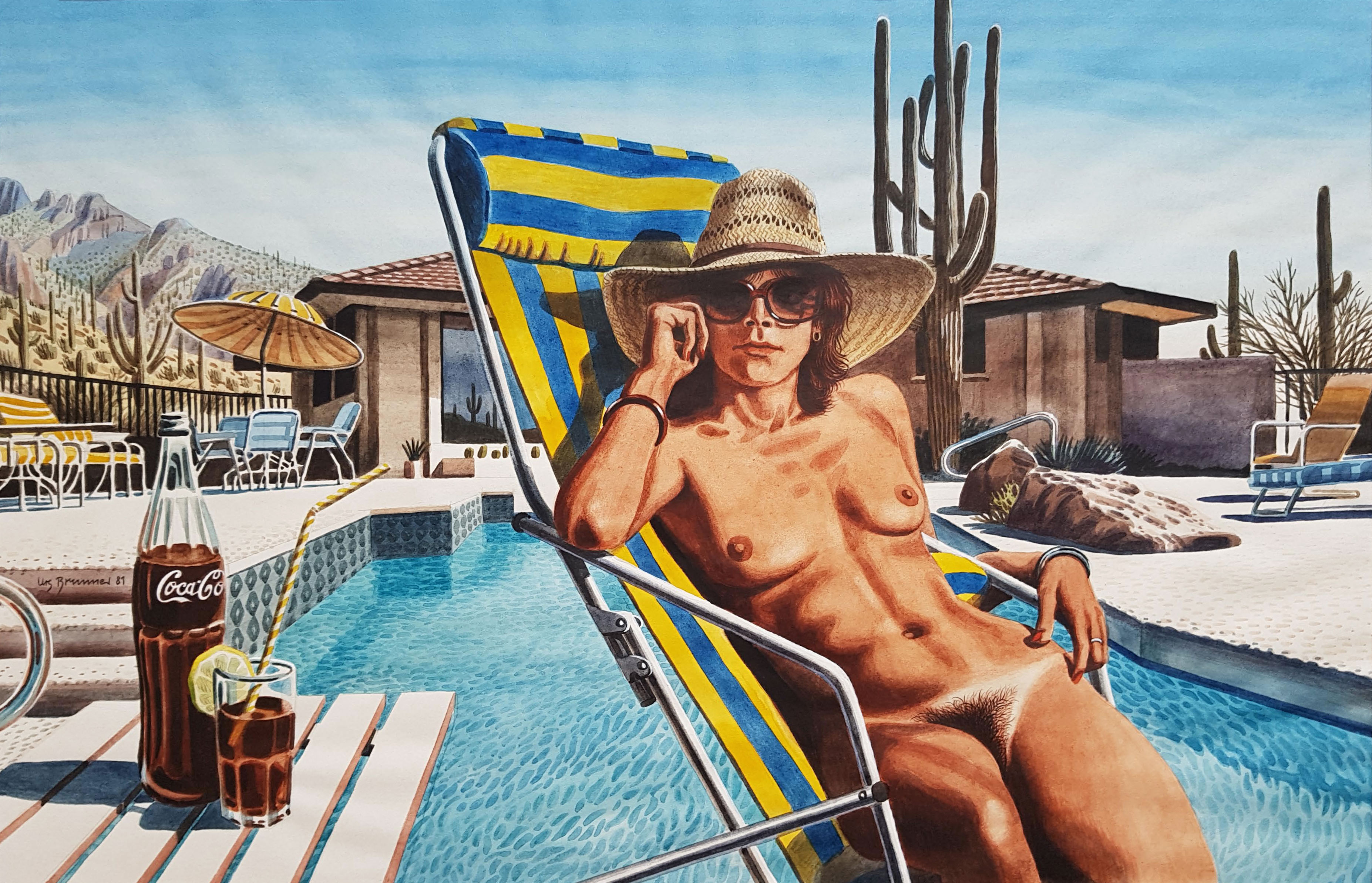 Pool, 1981, Aquarell auf Papier, 33 x 52 cm