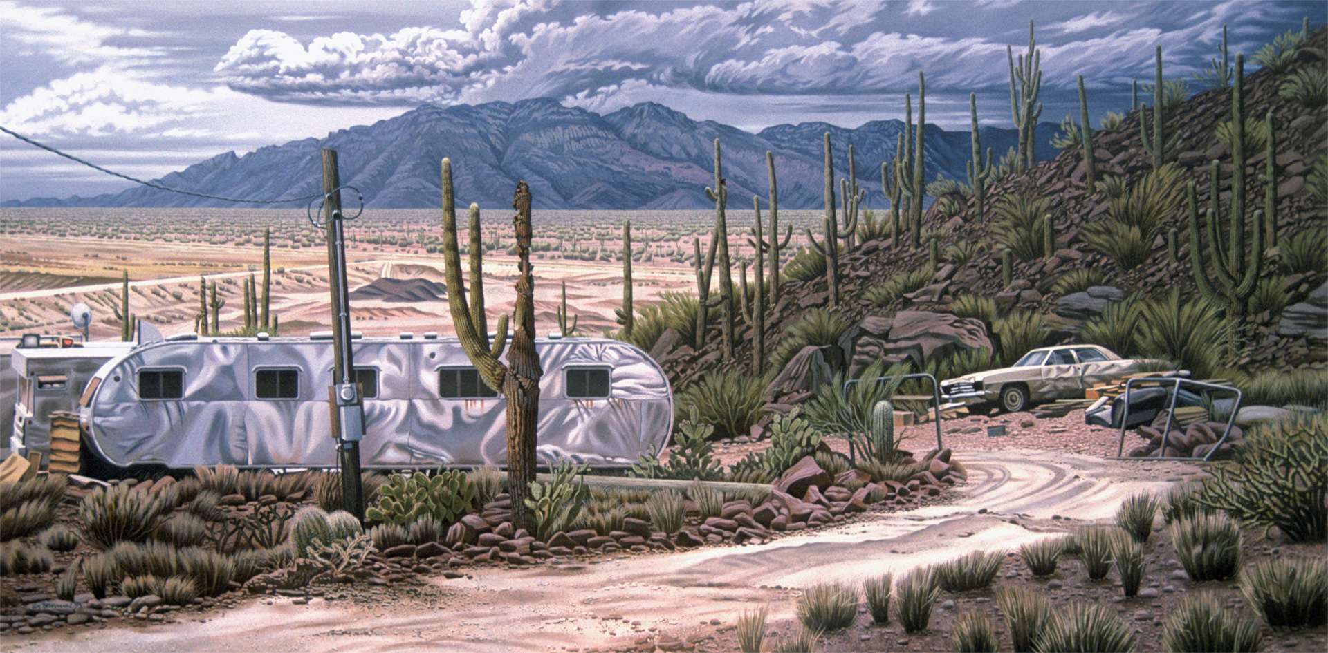 Reclaiming the Desert, 1993, Acryl auf Leinwand, 70 x 140 cm