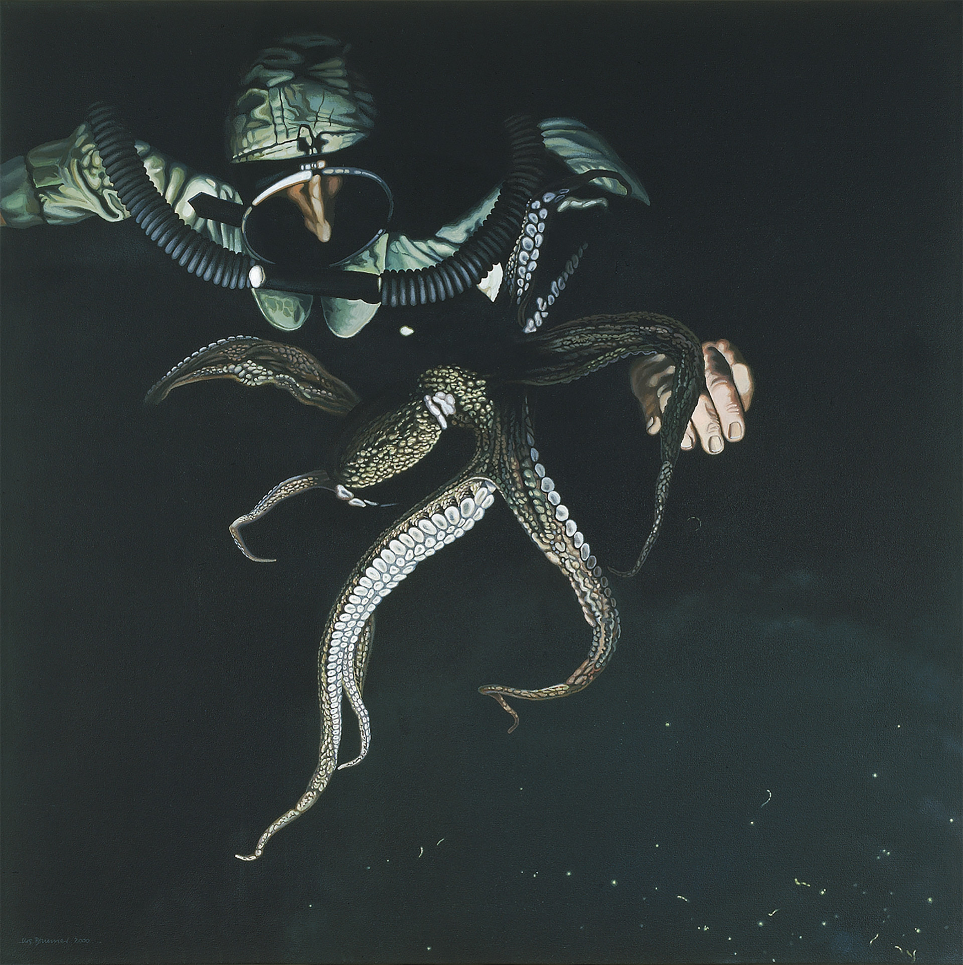 Tauchernacht l, 2000, Acryl auf Leinwand, 80 x 80 cm